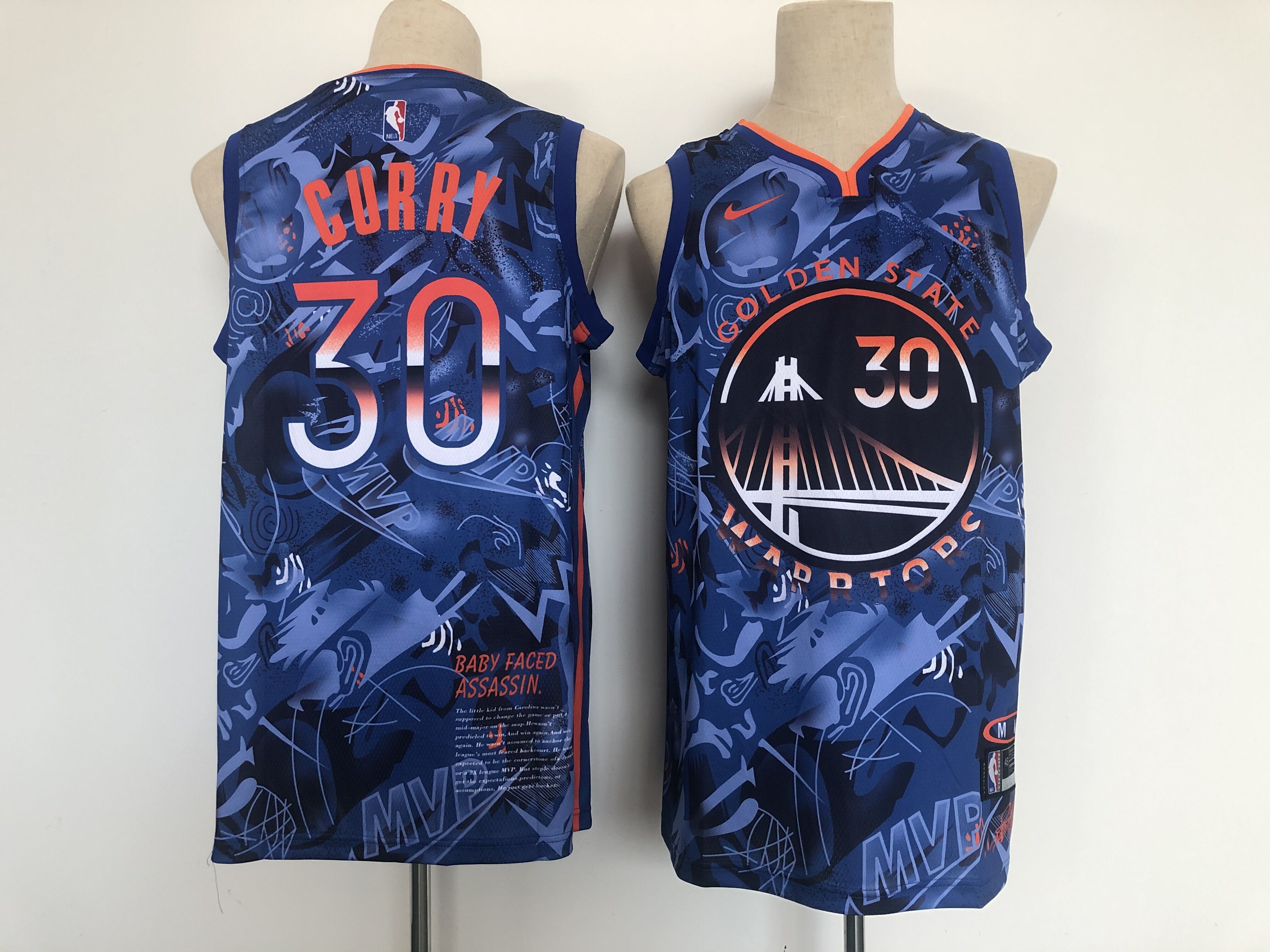 Men Golden State Warriors #30 Curry Blue MVP version Nike 2021 NBA Jerseys